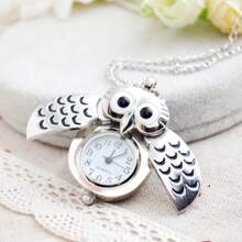 Montre collier vintage de mode en alliage rétro en forme de hibou pour hommes et femmes, cadeau d'anniversaire