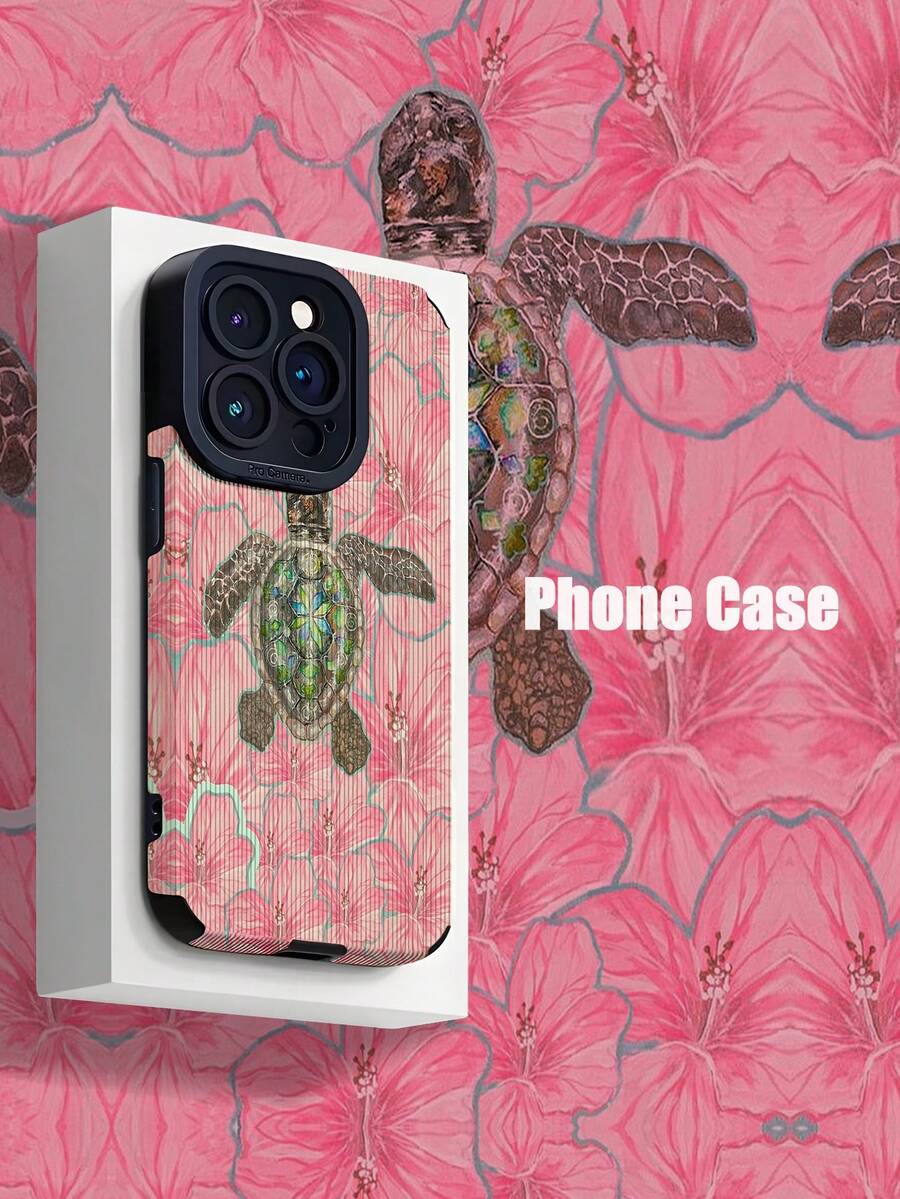 1 pieza Funda de teléfono a prueba de golpes, antihuellas y antideslizante con textura de caparazón de tortuga, compatible con Apple y otros modelos - Multicolor - Ver 1