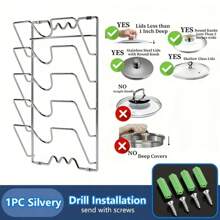 1 pièce Organisateur de couvercles de casserole suspendu en métal , Étagère de rangement murale à plusieurs niveaux pour casseroles et couvercles, Accessoire de cuisine gain de place pour la maison et les restaurants