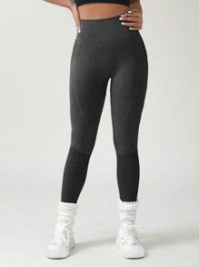 1 pezzo Leggings sportivi per donna, in vita alta e senza cuciture, con controllo della pancia, per fitness