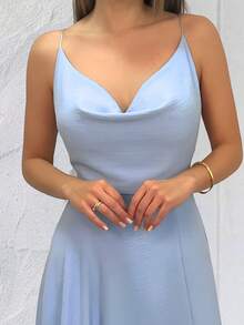 NM Nana Marie Serenity Blue Halter Party Dress - 寧靜藍 - 查看 3