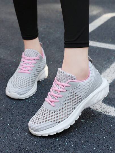 حذاء كاجوال نسائي موسم خريف 2025 بلون أحادي، من الشبك المجوف والقابل للتبديل، مناسب للطالبات، بنظام ربط بالأربطة، تنفس خفيف الوزن، مناسب لجميع المواسم