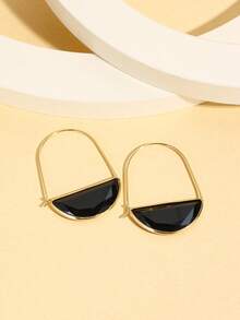 1 Pair Fashionable High-End Copper Inlaid Glass Earrings - Black - View 3