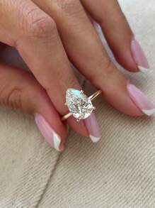 1 Stück 925 Sterling Silber Brillant 1/2/5 Karat Tropfenschliff Ring Verlobungsring Ehering für Frauen Versprechen Ring Ewigkeitsring Schmuckgeschenk