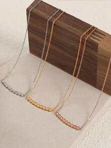 1pc Minimalist Honeycomb Zirconia Pendant Necklace, 925 Sterling Silver Delicate Luxury Choker Necklace, Elegant Jewelry Gift Suitable For Girls Daily And Date Outfit - Style 1 - View 3