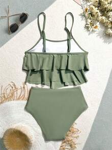 Tankini Swimsuits For Women High Waisted Bikini Sets Plus Size Two Piece Bathing Suits Tummy Control - 抹茶綠 - 查看 2