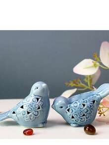 Bộ 2 tượng chim bằng gốm, đồ thủ công mỹ nghệ trang trí cho gia đình, văn phòng, xe hơi và bàn trà, đồ trang trí phòng đa năng, có thể giặt được, quà tặng lý tưởng cho bạn bè - Nhiều màu - Xem 9