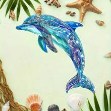 1pc Colorful Metal Dolphin Wall Art, Decorative Painted Pattern, Large Size Home Decor For Living Room And Garden, Suitable For Wedding, Party, Housewarming Gift, Ocean Room Decoration Coastal Decor Coastal Decor Beach Decor