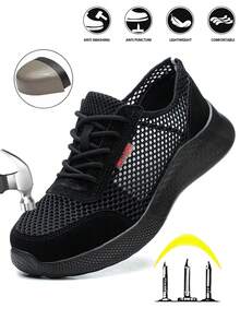 UMBURLLY 夏季男士钢头安全鞋，透气轻便防护鞋，适合建筑和工业工作