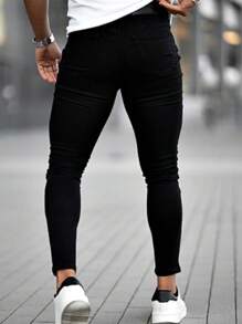 Men's Slim Fit Blue Ripped Stretch Denim Jeans