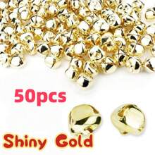 50pcs Small Jingle Bells,Pets Outdoor Bells And Bronze Metal Bells, Horse Tack, Dog Bells, Loud Animal Copper Bells For Horses, Cattle, Sheep And Cats Dogs, Holiday Birthday Party Outings, Anti-Theft Accessories With 0.2" Hanging Ring, Thickened Holiday Bells, 38mm Vintage Open Bells, Pet Collar Bells