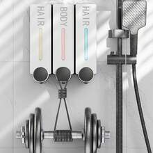 1PC 300ml Hotel Soap Dispenser | Single/Double/Triple Head Wall-Mounted Hand Sanitizer Bottle Back To School - White - View 7