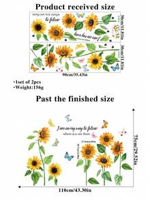 Sunflower Floral Theme Home Decor Wall Sticker For Bedroom Background - Multicolor - View 11