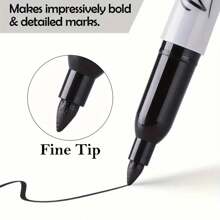 5/6/10/12pcs Fine Tip Black Permanent Marker Pens - Quick Dry, Smudge-Proof, Waterproof Ink, Medium Point - Great For Office, School & Craft Projects Back To School