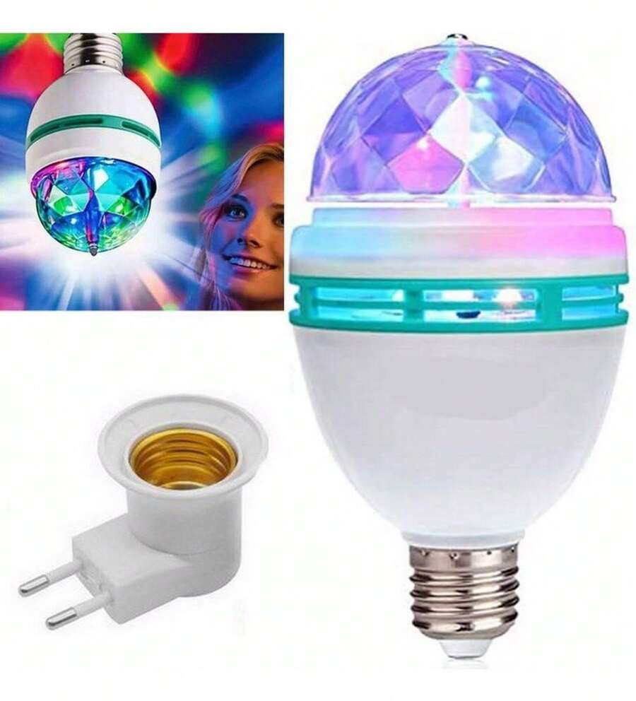 Lâmpada Led Globo Colorida Rotativa Giratória Festa 110v/220v - Multicolorido - Visão 1