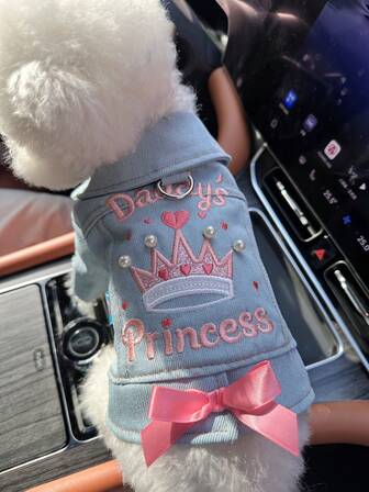 1 pieza Ropa para mascotas, Atuendo informal y lindo de moda para perros pequeños y cachorros, Cómoda chaqueta de princesa