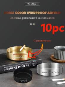 Customized Stainless Steel Windproof Ashtray (1/2/10 Pcs), Personalized Ashtray, Great Gift For Men, Customized For Store, Brand, Text & Graphic Design