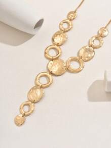 1pc Fashionable Geometric Y-Shaped Long Metallic European And American Exaggerated Personalized Long Necklace