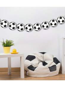 1 pieza Bandera de halado de 5M/16.4FT con tema de fútbol, decoración para fiesta de fútbol, guirnalda de banderas de fútbol, accesorios de papel de fútbol y uniforme de árbitro, multiusos para interiores, jardín, tailgating, decoración para eventos deportivos universales
