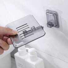 1 Peça Suporte de Sabonete de Drenagem Transparente, Sem Perfuração, Montado na Parede, Suporte de Sabonete de Plástico para Banheiro, Caixa de Sabonete, Volta às Aulas