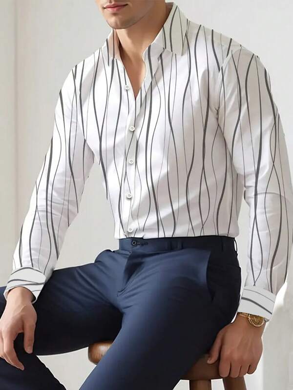 Men's Casual Standard Size Fashion Long Sleeve Shirt