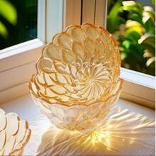 1 pieza Tazón de ensalada de vidrio con estampado floral, 400 ml Tazón transparente, Apto para ensalada, café, leche, postre, fruta, dulces, pasteles, aperitivos del hogar, condimentos, utensilios de cocina