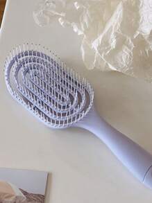 1pc Macaron Color Hollow Back Massage Hair Brush, Suitable For Wet & Dry Hair, Fluffy Styling