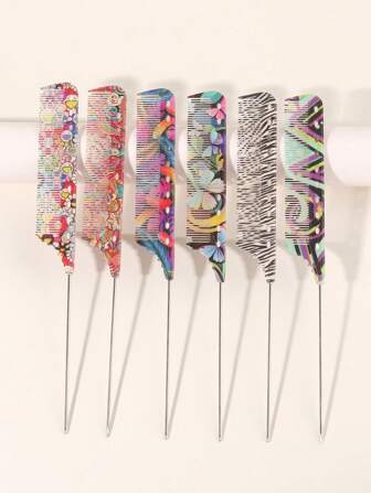 6支/1支专业不锈钢尖尾梳，防静电，精致花纹设计，多功能梳，适用于普通发质，是梳理各种发型的理想之选；非常适合美发师、沙龙、家庭和旅行使用，包括：梳子、背梳、造型梳、卷发梳、边缘梳、发梳、梳发、梳子套装、梳发、卷发梳、解结梳、女士发梳、头发、旅行、美发产品、美发工具、美发用品、理发师、理发师配件、理发店、美发设备