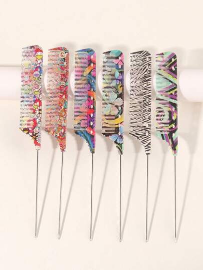 6 pezzi/1 pezzo Pettine professionale in acciaio inossidabile con punta, anti-statico, con design decorativo raffinato, multifunzionale, adatto per capelli normali, ideale per districare acconciature; perfetto per parrucchieri, saloni, uso domestico e da viaggio, spazzola per capelli, spazzola per capelli lisci, spazzola per acconciature, spazzola per capelli ricci, spazzola per bordi, pettine per capelli, spazzola per capelli, set di spazzole per capelli, pettine per capelli, pettine per ricci, spazzola districante, spazzola per capelli da donna, capelli, da viaggio, prodotti per capelli, accessori per capelli, attrezzature per parrucchieri, accessori per barbieri, barbiere, attrezzature per parrucchieri