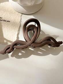 4pcs/1pc 13cm/5.12in White, Black, Khaki, Brown Oversize Wave Design Lightweight Plastic Hair Clips, Versatile Fashion High-End Elegant Minimalist Solid Color Hair Claw Clips, Suitable For Daily Wear, Casual, Party, Commute, Hairstyling, Makeup, Clothing Accessories Hair Jaw Clip Hair Clamps Hair Clutch Hair Catcher Clip