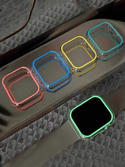 1pc Apple Watch S10 Glow In The Dark Protective Case, Anti-Scratch, Shockproof For 8/9/SE, Fashionable Smart Watch Cover For 40mm/41mm/42mm/44mm/45mm/46mm/49mm