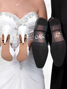 Pegatinas de zapatos de boda personalizadas con diseño de decoración de boda "I Do/Me Too" - Calcomanías removibles de vinilo para zapatos de boda