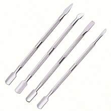 1 Set Of 4 Pieces Stainless Steel Dual-Head Manicure Tools, Used For Removing Cuticles, Cleaning And Nail Care - Silver - View 2
