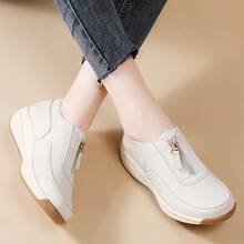 Plus Size Women's Casual Zipper Thick Sole Soft Material Work Shoes