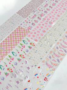 10 pièces/set Autocollants et décalcomanies pour nail art avec motifs printaniers de fleurs, de tulipes et de galaxie. Convient aux salons de manucure et à un usage personnel