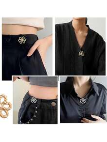 1pc Adjustable Floral Shape Detachable Brooch Clip, Fits Jeans, T-Shirts, Pants Without Sewing, Tool-Free Removable Button Clasp - Adjustable Waist Buckle - View 6