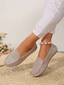 女士大码休闲乐福鞋 - 舒适时尚的平底鞋，尺码合适 - 彩色 - 查看 3