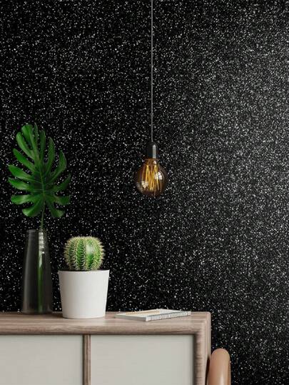 1roll Glitter Zwart Zilver Wallpaper Peel Stick Self Adhesive Removable Bedroom Walls Fabric Contact Paper Cabinets Drawer Dresser Room Home Wand Bathroom ation Stuff Living Ho Art Wallpapers Stickers Sticker view 2