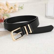 3pcs Set Solid Color Casual PU Leather Women's Belts, Spring & Autumn Summer, School