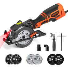 DOVAMAN Circular Saw With Metal Handle, 6 Blades(4½", 4¾"), Cutting Depth 1-11/16" (90°), 1-3/8" (45°), Laser Guide, Corded Saw For Wood