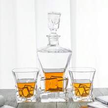 5 pièces Set de carafe à whisky de 750 ml/300 ml de design créatif en forme d'iceberg. Ensemble de verrerie de luxe et élégante pour le whisky, idéal pour le brandy, le rhum, la tequila, la vodka. Utilisation à la maison, dans les bars et fêtes. Cadeau parfait pour le père, le mari ou le petit ami.