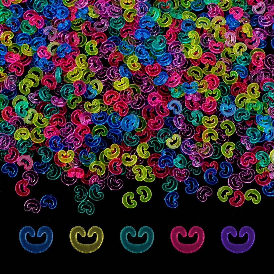 200pcs/500pcs C-Clips Elastic Bands Connectors, Multi-Color, DIY Jewelry Bracelet Accessories, Durable Multipurpose DIY Jewelry Findings, Suitable For Bracelets, Necklaces And Crafts - Bohemian Style, No Electroplating, Christmas Themed Accessory Kit - C Buckle Connector - View 1