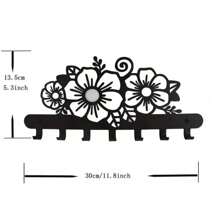 1pc Metal Wall Mounted Hanger Rack,Plants And Flowers Design Modern Decorative Coat Rack, Wall Hanging Storage Rack Hook, Home Bedroom Wall Decor Aesthetic Room Decor,Christmas