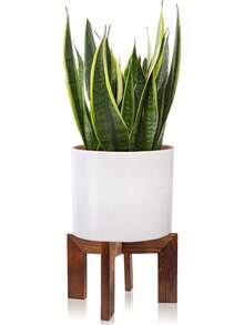 木制植物架，中世纪现代花盆，藤制花盆架，低矮室内植物架 - 波西米亚乡村木制凳子，适用于植物架，适合 5-15 英寸花盆 - 彩色 - 查看 7