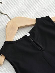 夏季少女可爱蝴蝶结梭织布连衣裙 - 黑色 - 查看 6