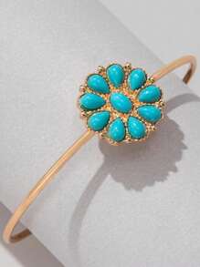1pc Minimalist Petal Open Bangle Bracelet, Elegant Floral Design, Fashion Accessory Suitable For Women Everyday And Holiday Wear