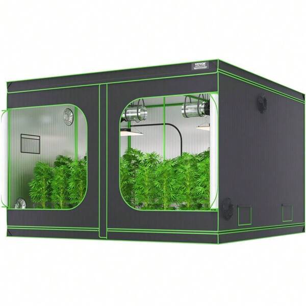 Innengartengarten Growing Growbox 305 cm x 305 cm x 203 cm Hochleistungsstahlrahmen 600D Oxford Wachsen Zelt 60 kg Ladungskapazität für 400 W Wachsen leichte