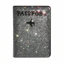 Rhinestone RFID Blocking Passport Holder Leather Travel Wallet Pouch, Multi-Color