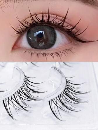 Asiteo 5쌍 카툰 속눈썹, 투명 줄기 교차 속눈썹, 속눈썹 연장, 카툰 애니메이션 메이크업, 화장품