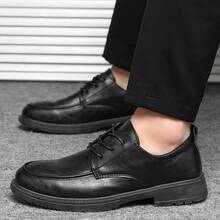 2025 New Arrival Black Leather Breathable Men's Business Dress Shoes, Casual Oxford Shoes With Soft Sole, British Style - Black - View 5